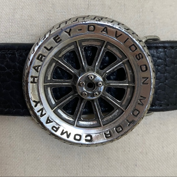 VINTAGE Harley Davidson Leather Belt & Buckle - Picture 3 of 5